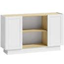 Credenza 133x35x79,7 cm con 2 Ripiani Aperti e 2 Armadietti in Pannello Truciolare e MDF      