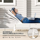 Lettino Sdraio 60x166x84 cm con Schienale Regolabile su 5 Livelli in Acciaio e Textilene Bianco e Grigio  