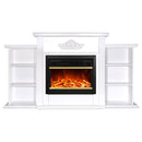 Camino Elettrico da Pavimento 78x115x27 cm Effetto Fiamma 1500W Firida & Mars Bianco