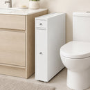 Mobile Bagno Slim Salvaspazio 16x48x58 cm con 2 Cassetti e Vano Aperto in MDF Bianco      