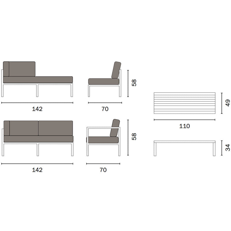 Set da Giardino in Alluminio Vorghini Maracanà Tortora