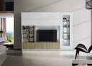 Parete Attrezzata Mobili Soggiorno Mobile TV 2 Pensili Libreria e Mobile a Colonna TFT Line Rovere Miele