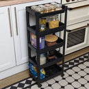 Carrello Salvaspazio Cucina Bagno Scaffale Portaoggetti Multiuso Nero 5 Ripiani