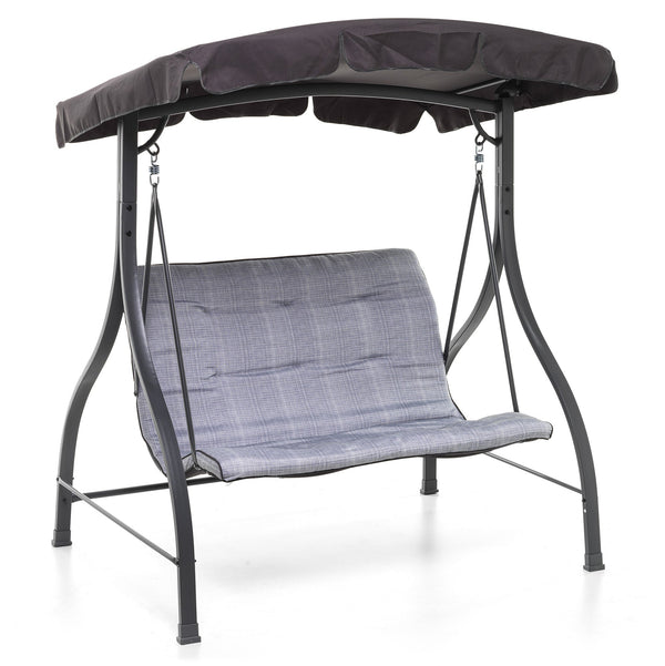sconto Balançoire de jardin 2 places 160x112x163 cm en fer et polyester Haiti anthracite et gris