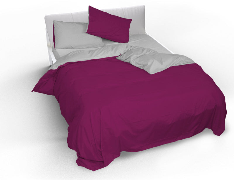 Copripiumino con Sacco e Federe Doubleface Fuxia\/Grigio