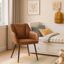 Poltrona Ergonomica Sedia Imbottita con Gambe in Metallo Nero in Microfibra Effetto Scamosciato Marrone      