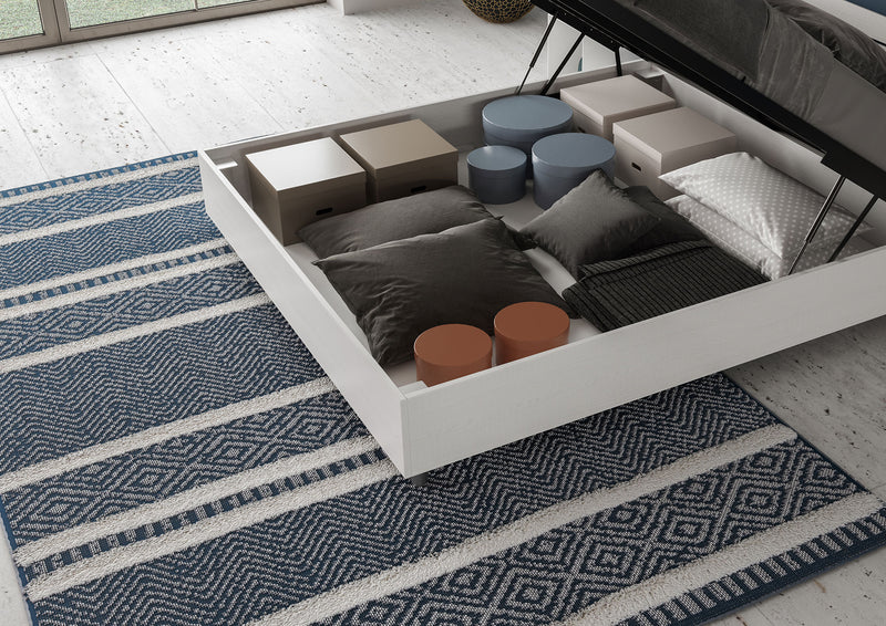 Letto Matrimoniale Struttura Bianco Frassico con Cuscini in Similpelle Egos Antea Tortora Varie Misure