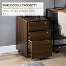 Cassettiera Schedario Portadocumenti 3 Cassetti 40x50x68,5 cm per Ufficio in MDF con Ruote Marrone