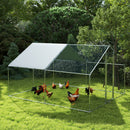 Recinto per Galline da 10 mq 300x340x190 cm per 10-15 Galline con Tetto Impermeabile in Acciaio e Tessuto Argento 