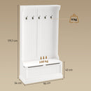 Appendiabiti da Terra 96x34x179,7A cm con Panca Porta Scarpe 5 Ganci Dispositivo Antiribaltamento in MDF Crema      