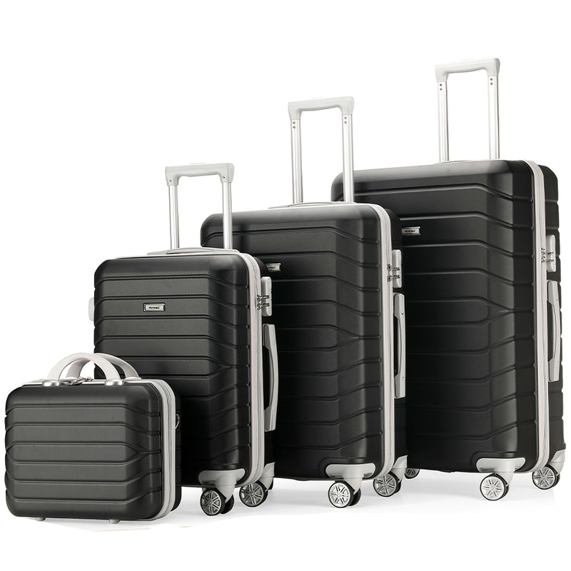 Set 4 Valigie Rigide Trolley e Beauty Case Easy Roll 4 Ruote in ABS Nero      