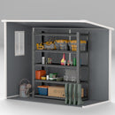 Casetta Box da Giardino 240x130 cm con Pavimento 2 Porte con Blocco e Finestra in Resina Grigio  