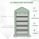 Serra a Casetta a 5 Livelli con Ingresso Avvolgibile 90x49x193 cm in Acciaio e Polietilene Verde
