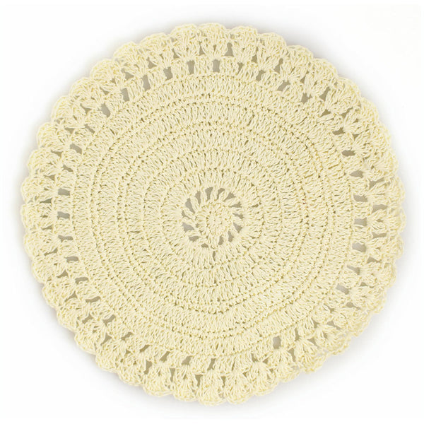 Lot de 6 sets de table ronds intissé Villa d'Este Crochet Crème sconto