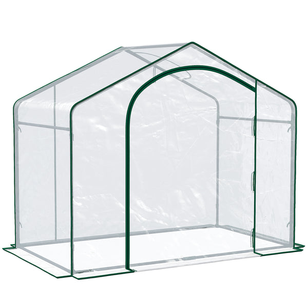 sconto Serra da Esterno 180x100x152 cm con Ingresso a Zip e Presa d'Aria Superiore in Plastica e Acciaio Trasparente