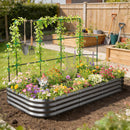 Orto Rialzato con Traliccio per Rampicanti 220x110x150 cm Fondo Aperto in Metallo Grigio Scuro      