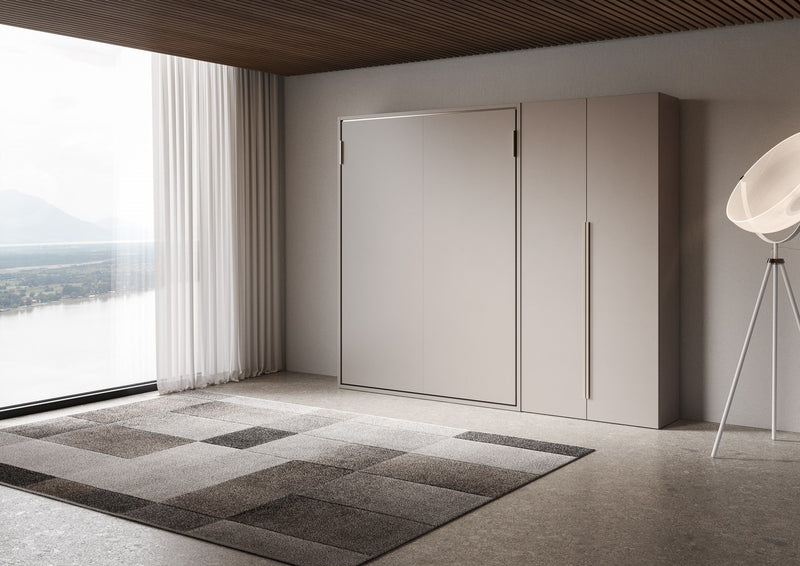 Letto Matrimoniale Francese A Scomparsa 140 Versia Con Armadio Dx 2 Ante Argilla      