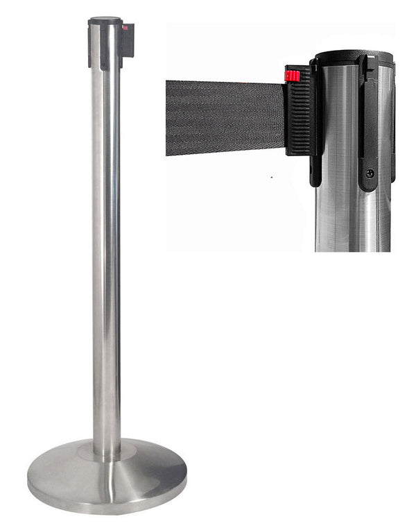 Tringle à Rideau 3 mètres en Acier Inoxydable Brossé Ø36x101 cm Ruban Noir online