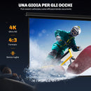 Telo per Proiettore 84" Formato 4:3 Angolo di 160° e Montaggio a Soffitto o Parete Nero      