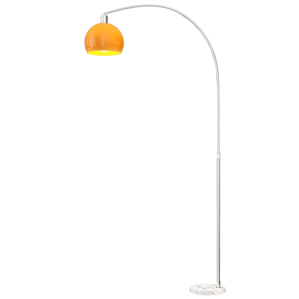 acquista Lampada da Terra ad Arco 26x90x180 cm con Interruttore a Pedale e Base in Marmo Bianco e Arancione