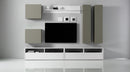 Parete Attrezzata Mobili Salotto con 4 Mobili Sospesi 2 Mobili Tv 1 Mensola 278x41x205cm TFT  Boost Bianco e Beige