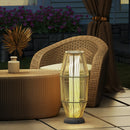 Lampada Solare da Terra da Giardino Ø26x72 cm con Illuminazione LED in PE Rattan e Acciaio Grigio  