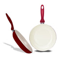 Set 2 Padelle Alte 24-28 Cm Antiaderente Rivestimento in Ceramica Silex Ecoceram Rubino