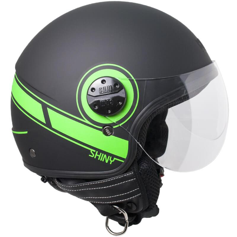Casco Jet per Scooter Visiera Sagomata CGM Shiny 109S Verde Fluo Opaco 