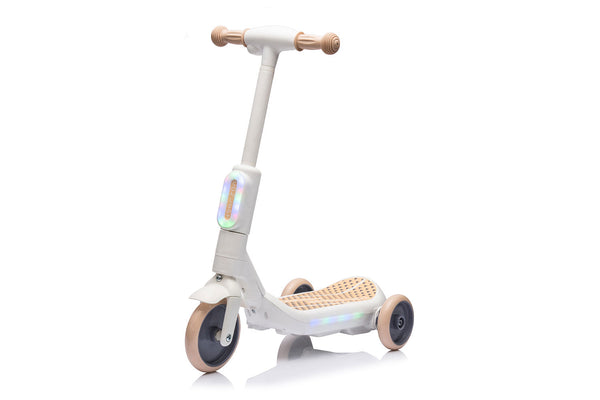 Monopattino Elettrico Deluxe a 3 Ruote 67x32x69 cm Luci LED RGB Casco e Protezioni Incluse Beige online