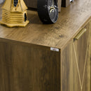 Mobiletto Multiuso 2 Ante 84x39x80,7 cm in Legno e Acciaio Bronzo