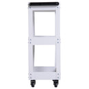 Carrello in Acciaio 3 Ripiani Bianco 43.5x28x78 cm 