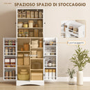 Mobile Dispensa Cucina con Ante, Armadietti e Cerniere a Chiusura Silenziosa, in Legno, 60x40x162 cm, Bianco      