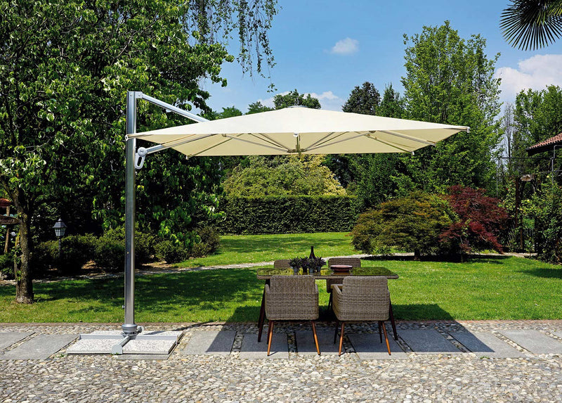 Ombrellone da Giardino Decentrato in Alluminio 3X3m con Maniglione Vorghini ConTract Ecrù