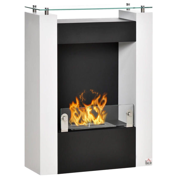 Cheminée Bioéthanol au Sol 60x20x79 cm Noir et Blanc sconto