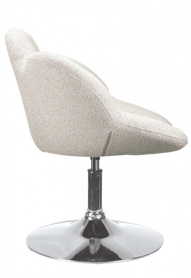 Set 2 Poltroncine da Soggiorno 69x55x69/81 cm in Schiuma Poliuretanica Fleur Cromo-Beige