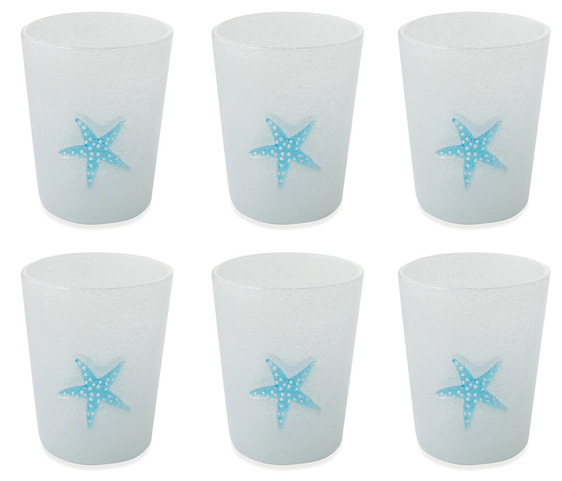 Set 6 Bicchieri Ø8x10 cm in Vetro Villa d'Este Home Tivoli Fish Verde Acqua