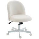 Sedia per Scrivania Girevole 50x57x75-83A cm con Funzione Dondolo in Tessuto Sherpa Crema      