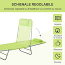 Lettino Prendisole in Acciaio Pieghevole Reclinabile Verde chiaro 