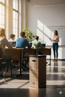 Pattumiera Per Raccolta Rifiuti 28x28xh70 cm in Cartone Con Stampa Grafica G1 Beige