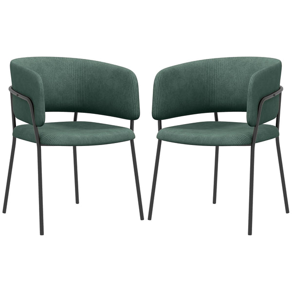 sconto Set 2 Sedie Stile Moderno 57x53x73 cm in Velluto e Acciaio Verde