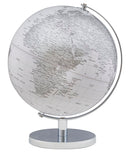 Mappamondo Bianco Ø25x34 cm in Ferro e Plastica Bianco e Argento