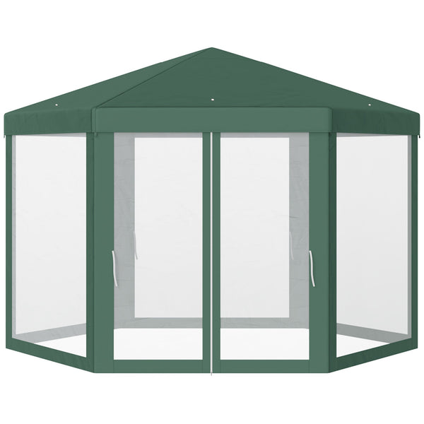 prezzo Tonnelle Hexagonale 3,9x2,5 m avec Moustiquaires en Fer et Polyester Vert
