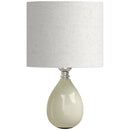 Lampada da Tavolo 22x22x35 cm con Paralume in Tessuto Effetto Lino E27 e Interruttore a Bilanciere in Ceramica Crema      
