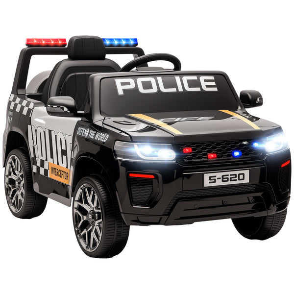 Macchina Elettrica per Bambini Polizia con Telecomando Doppio Motore 12V con Sirena e Fari Nero prezzo