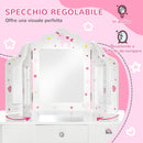 Postazione Trucco Specchiera Giocattolo per Bambini in Legno Bianca