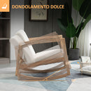 Poltrona Relax a Dondolo 60x81x71 cm Struttura in Legno di Caucciù Crema   