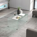 Tavolino Moderno da Salotto con Design Monoblocco 80x45x35 cm in Vetro Temperato Trasparente      