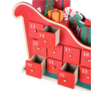 Calendario dell'Avvento Slitta di Babbo Natale 51,5x30x13 cm con 24 Cassetti in Legno Multicolore      