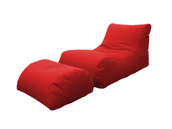 online Fauteuil Pouf Chaise Longue avec Repose-Pieds en Polyester Rouge Avalli