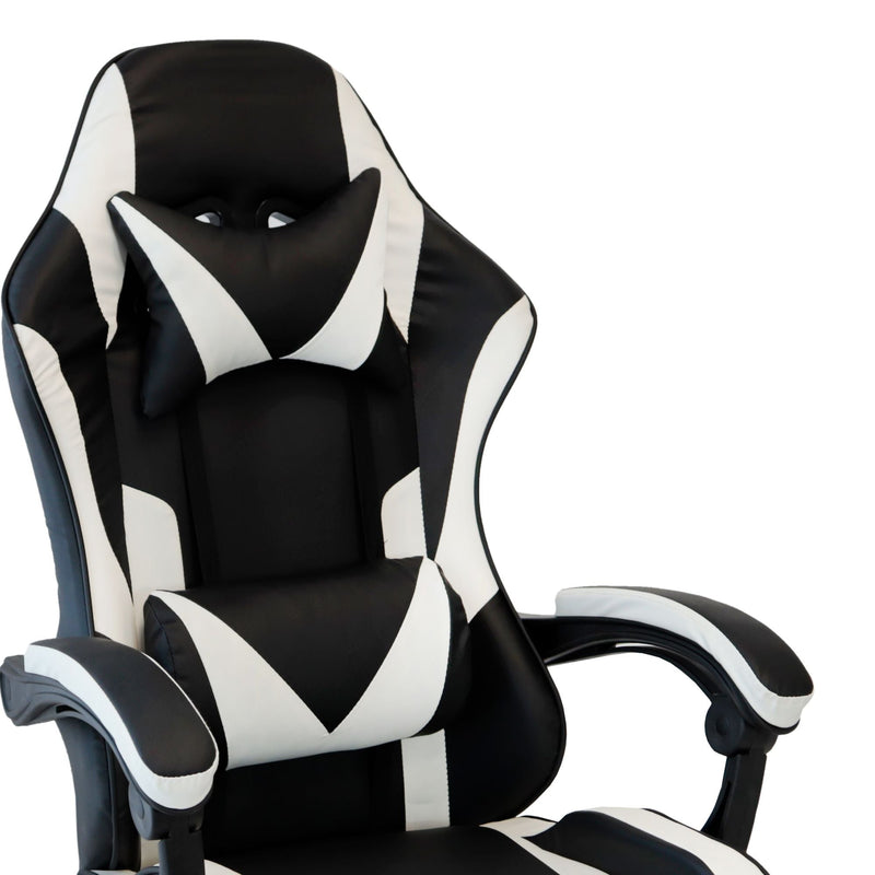 Poltrona Racing Omega con Piedi Nera Bianca Similp